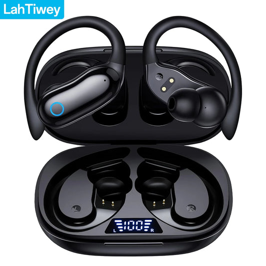 Ear Buds Wireless Earbuds 96hrs Playback Bluetooth Headphones IPX7 Waterproof Stereo Bass Over-Ear Earphones with Earhooks Mic